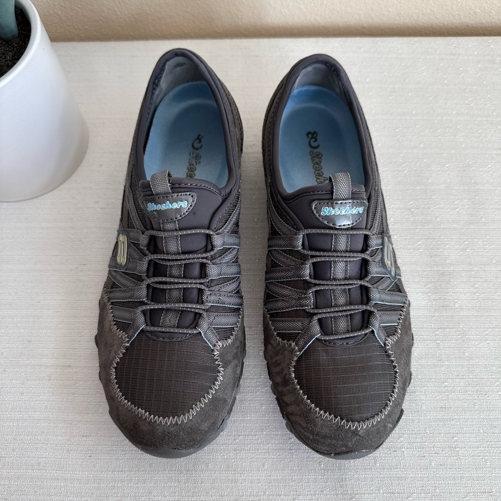 Skechers Gray Suede Low Top Slip On Casual Active Sneakers Women’s 7 - Picture 3 of 13